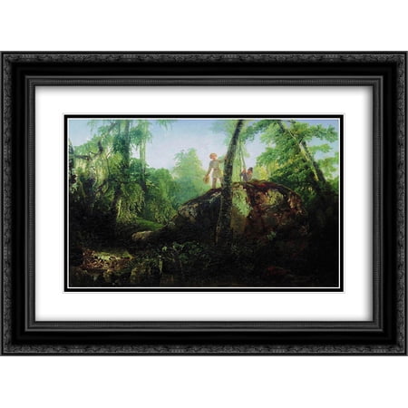 Aleksey Savrasov 2x Matted 24x20 Black Ornate Framed Art Print 'Stone in the forest near the spill'