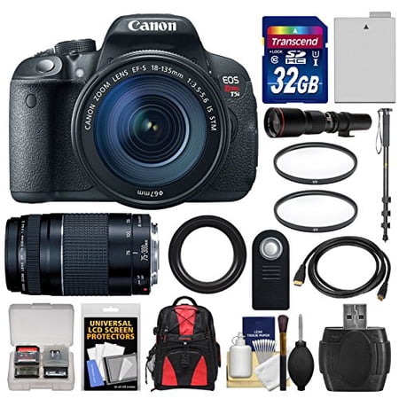 Canon EOS Rebel T5i Digital SLR Camera & EF-S 18-135mm IS STM with 75-300mm III & 500mm Lenses + 32GB Card + Backpack + Canon EOS Rebel T5i Digital SLR Camera & EF-S 18-135mm IS STM with 75-300mm III & 500mm Lenses + 32GB Card + Backpack +