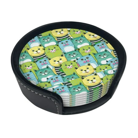 Round Pu Leather Coaster Cat Heat - Resistant Beverage Cup Mat-Fancy Decor For Kitchen Office Dining Room Table - Drink Protector 6-Slice
Round Pu Leather Coaster Cat Heat - Resistant Beverage Cup Mat-Fancy Decor For Kitchen Office Dining Room Table - Drink Protector 6-Slice