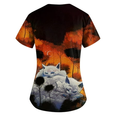 DENGDENG Casual Short Sleeve Scrubs Tops Women Classic Fit Cute Cartoon Printed V Neck Pocket Workwear Blouses
DENGDENG Casual Short Sleeve Scrubs Tops Women Classic Fit Cute Cartoon Printed V Neck Pocket Workwear Blouses