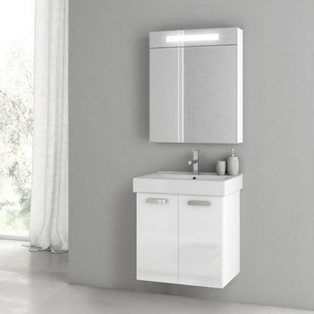 ACF by Nameeks ACF C05-GW Cubical 22-in. Single Bathroom Vanity Set - Glossy White