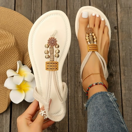 Women s Boho Stylish Sandals Slip On Lightweight Flat Beaded Shoes Clip Toe Vacation Beach Shoes
Women s Boho Stylish Sandals Slip On Lightweight Flat Beaded Shoes Clip Toe Vacation Beach Shoes