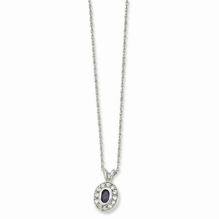 Rhodium-plated September Birthstone Oval CZ 18in Necklace