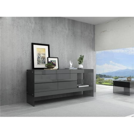 J&M Furniture 176971-HG-B-G Cloud Buffet - Grey High Gloss - 72.5 x 18 x 31.5 in.