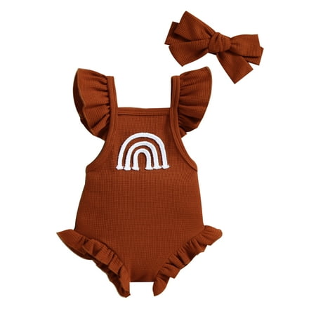 Amuver Baby Girls Romper Set Fly Sleeve Square Neck Rainbow Patchwork Romper with Bowknot Hairband
Amuver Baby Girls Romper Set Fly Sleeve Square Neck Rainbow Patchwork Romper with Bowknot Hairband