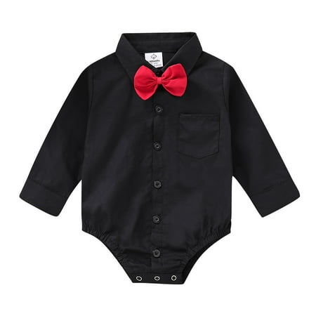 OLLUISNEO Newborn Baby Boys Romper Gentle Romper Turn-down Collar Long Sleeve One-piece Jumpsuit 9-12 Months Black
OLLUISNEO Newborn Baby Boys Romper Gentle Romper Turn-down Collar Long Sleeve One-piece Jumpsuit 9-12 Months Black