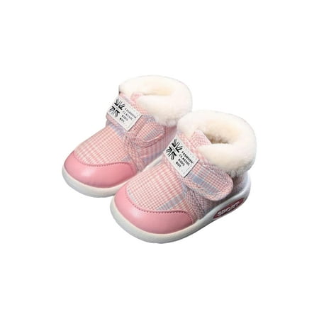 Binpure Toddler Boy Anti-Slip Shoes Self-Adhesive Buckle Warm Sneakers