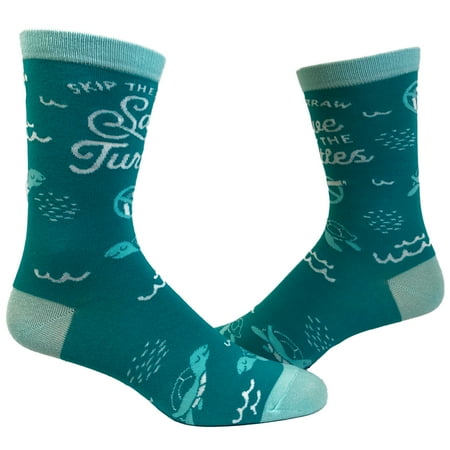 Women s Skip The Straw Save The Turtles Socks Environmental Awareness Footwear