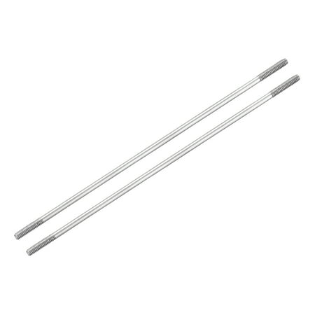 M2x100mm 304 Stainless Steel Push Rod Double End Threaded Rod for DIY 2Pack