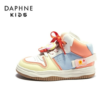 

DAPHNE Kids Casual High Top Sneakers Fleece Warm Lollipop Flowers Decor Lace Up Student Sports Skate Shoes Outdoor Running Walking For Girls