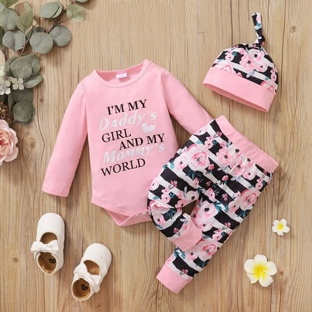 PatPat 3pcs Baby Girl Long-sleeve Letter and Floral Print Bodysuit and Pants with Hat Set
PatPat 3pcs Baby Girl Long-sleeve Letter and Floral Print Bodysuit and Pants with Hat Set