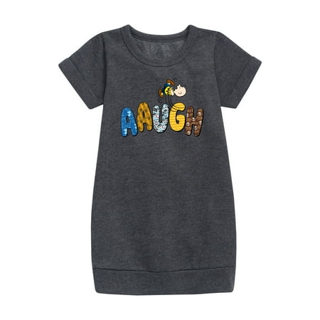 Peanuts - Aaugh Pattern Charlie Brown - Toddler And Youth Girls Fleece Dress