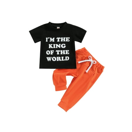Baby Boys Outfits Short Sleeve Crew Neck Letters Print T-shirt with Solid Pants
Baby Boys Outfits Short Sleeve Crew Neck Letters Print T-shirt with Solid Pants