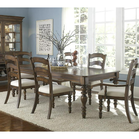 Hillsdale Pine Island 7 Piece Dining Table Set with Ladder Back Side & Arm Chairs