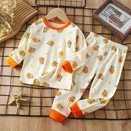 Geire Children Unisex Thermal Underwear Set Fall Winter Cotton Cute Printed Long-sleeved Round Neck Tops + Elastic Waist Pants Comfy Homewear Sets
Geire Children Unisex Thermal Underwear Set Fall Winter Cotton Cute Printed Long-sleeved Round Neck Tops + Elastic Waist Pants Comfy Homewear Sets