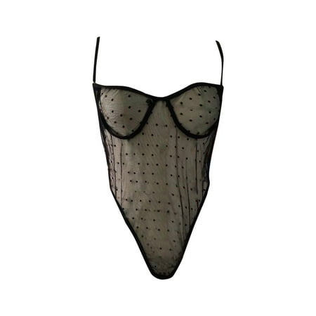 

Gubotare Lingerie For Women Naughty Play Women Lingerie Lace Chemise Halter Nightwear Teddy Dress Black XXL