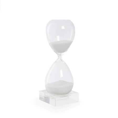 60 Minute Crystal Sand Timer on Crystal Base with White Sand.