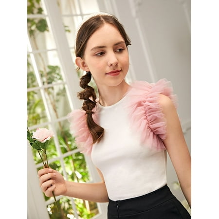 Sleeveless Tees T Shirtn Girls Contrast Mesh Tops T Shirt S221904X White 8-9Y(53IN)
Sleeveless Tees T Shirtn Girls Contrast Mesh Tops T Shirt S221904X White 8-9Y(53IN)