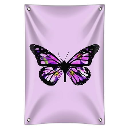 Butterfly with Flowers Home Business Office Sign
