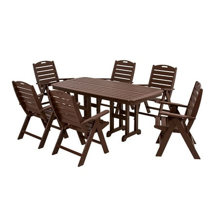 Recycled Earth-Friendly 7-Piece Patio Table and Chairs Dining Set - Mahogany