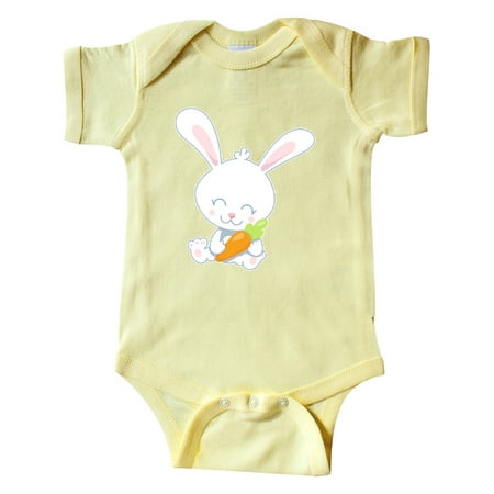 Inktastic Cute Easter Bunny Holding Carrot Gift Baby Boy or Baby Girl Bodysuit