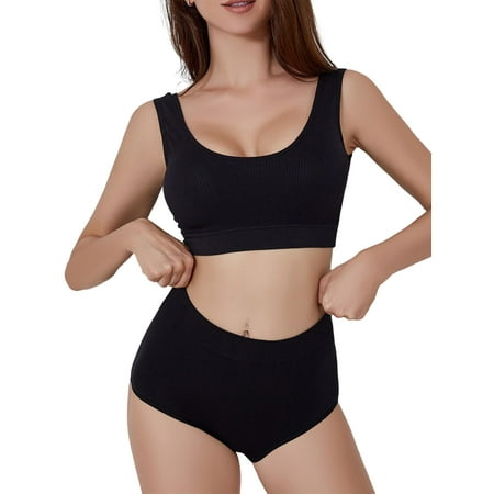 Avamo Ladies Lingerie Set Full Coverage Underwear Wide Shoulder Straps Bra And Panty Sets Work Comfort Removable Push-Up Black M
Avamo Ladies Lingerie Set Full Coverage Underwear Wide Shoulder Straps Bra And Panty Sets Work Comfort Removable Push-Up Black M