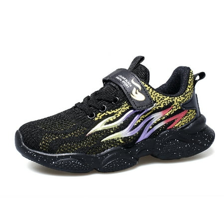 Kids Breathable Ultralight Flame Print Sneakers For Fall & Winter