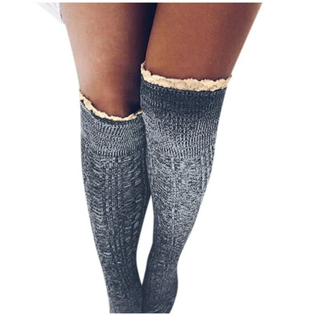 Socks For Womens Cotton Thigh High Long Knit Over Knee Christmas Stockings