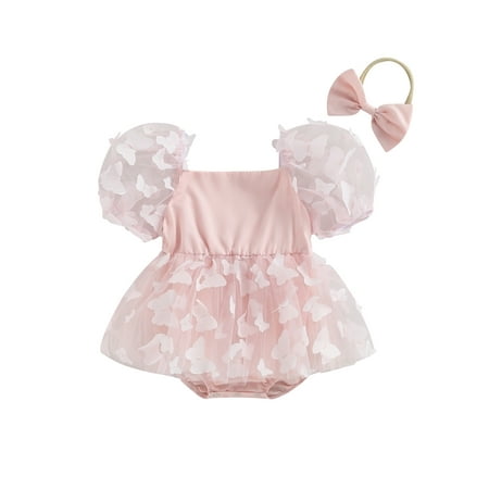 TFFR Newborn Baby Girl Romper Dress 3D Butterfly Puff Sleeve Tulle Bodysuit Jumpsuit with Headband Set
TFFR Newborn Baby Girl Romper Dress 3D Butterfly Puff Sleeve Tulle Bodysuit Jumpsuit with Headband Set