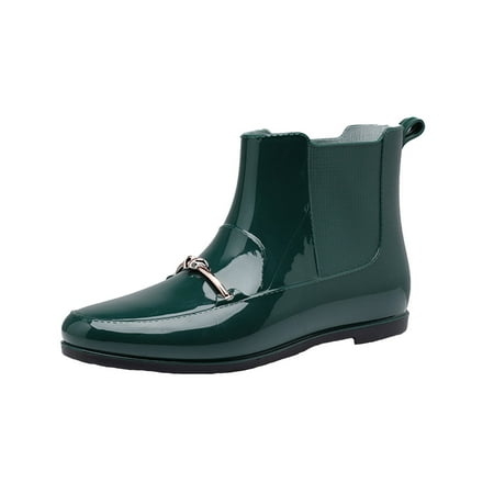 Bnwani Sandals Shoes for Women Waterproof Non-slip Rain Shoes Fashion Knot Decoration Plastic Low Heel Mid Boots Green 6.5