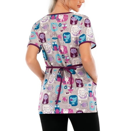 Summer Basic Tunic Scrub Top Casual Short-sleeve V-neck Dog Cat Printed Pullover Loose Basic Top with Pocket
Summer Basic Tunic Scrub Top Casual Short-sleeve V-neck Dog Cat Printed Pullover Loose Basic Top with Pocket