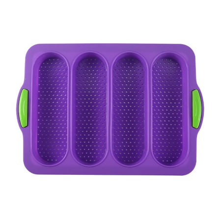 

Trayknick 4 Grids Food Grade Baguette Baking Tray Silicone Anti-scalding Bread Baking Mold for Restaurant