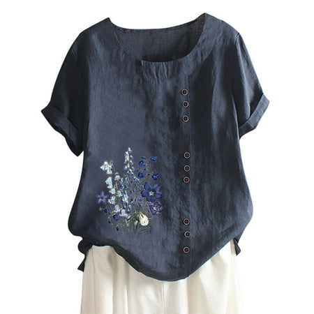 Pianpianzi Scrub Women Set Ladies Lightweight Shirt Ladies Three Quarter Sleeve Tees Women O-Neck Short Sleeve Floral Print Buttons Cotton Linen Vintage Top Blouse
Pianpianzi Scrub Women Set Ladies Lightweight Shirt Ladies Three Quarter Sleeve Tees Women O-Neck Short Sleeve Floral Print Buttons Cotton Linen Vintage Top Blouse