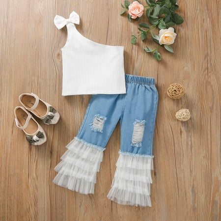 QISIWOLE Summer Kids Girls Bowknot Single Shoulder Suspender Vest Mesh Denim Pants Suit Savings
QISIWOLE Summer Kids Girls Bowknot Single Shoulder Suspender Vest Mesh Denim Pants Suit Savings