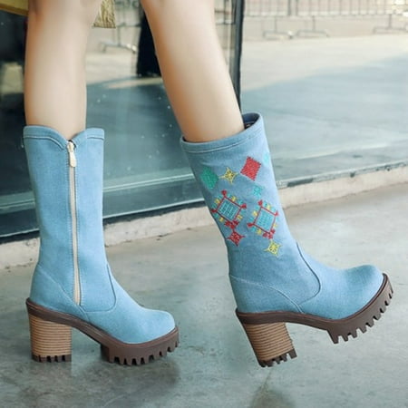 ERTUTUYI Women Mid Calf Boots Autumn And Winter Fashion Embroidered Decoration Comfortable Round Toe Waterproof Platform Square Heel BU2 40
ERTUTUYI Women Mid Calf Boots Autumn And Winter Fashion Embroidered Decoration Comfortable Round Toe Waterproof Platform Square Heel BU2 40