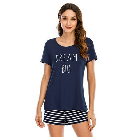 Women Short Sleeve Pajamas Set Cute Cartoon 2Piece Round Neck Dream Big Printed Sleepshirt with High Waist Shorts Pajamas Bottom PJ Set Summer Casual Modal Sleepwear Lounge Set S-2XL Blue
Women Short Sleeve Pajamas Set Cute Cartoon 2Piece Round Neck Dream Big Printed Sleepshirt with High Waist Shorts Pajamas Bottom PJ Set Summer Casual Modal Sleepwear Lounge Set S-2XL Blue