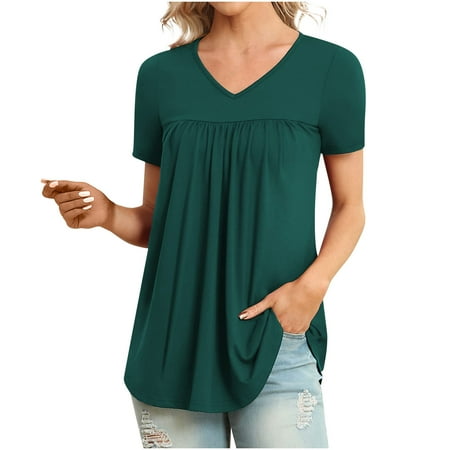 kakina CMSX Womens Clearance Tops Womens Tops V- Neck Hide Belly Short Sleeve T-Shirts Flowy Tunic Blouses
kakina CMSX Womens Clearance Tops Womens Tops V- Neck Hide Belly Short Sleeve T-Shirts Flowy Tunic Blouses