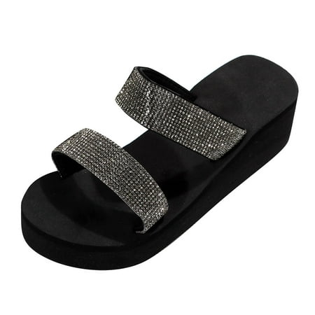 Sandals Women Thick Soled Slope Heel Fashion Shoes Eva Black 41