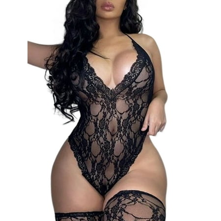 Sanviglor Ladies Lingerie Halter Sleepwear Deep V Neck Sexy Bodysuit Sleeveless Women Transparent Crotchless Mesh Floral Black M
Sanviglor Ladies Lingerie Halter Sleepwear Deep V Neck Sexy Bodysuit Sleeveless Women Transparent Crotchless Mesh Floral Black M
