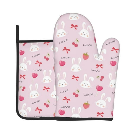 Gaeub Love Rabbit Print Oven Mitts and Pot Holders Sets of 2 Heat Resistant Pad Cooking Gloves for Baking BBQ Home Decor
Gaeub Love Rabbit Print Oven Mitts and Pot Holders Sets of 2 Heat Resistant Pad Cooking Gloves for Baking BBQ Home Decor