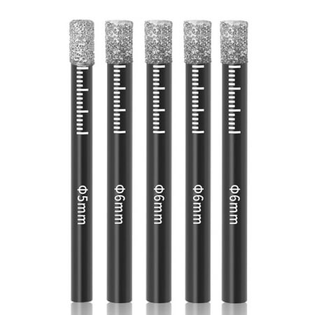 5 Pcs 6mm Dry Diamond Drill Bits Set Hole Saw for Marble Ceramic Tile Stone Glass