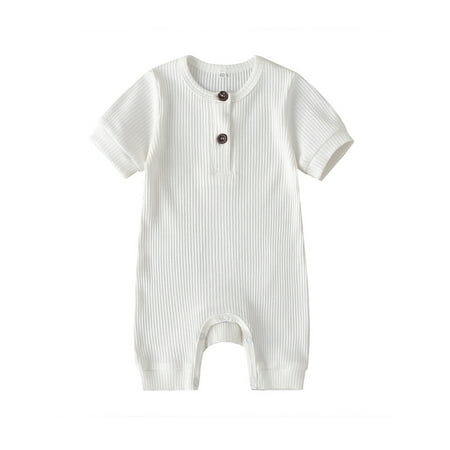 Zervatek Newborn Baby Short Sleeve Jumpsuit Solid Color Knit Rib O Neck Button Romper Cotton Outfits
Zervatek Newborn Baby Short Sleeve Jumpsuit Solid Color Knit Rib O Neck Button Romper Cotton Outfits