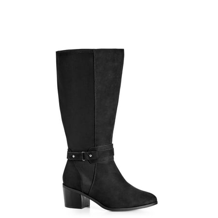 Evans Women s Wide Fit Helen Faux Suede Buckle Tall Boots