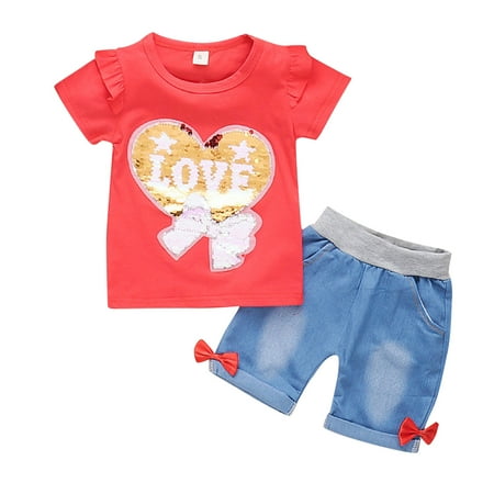EHTMSAK Toddler Baby Children Girl 2PCS Outfits Summer Short Sleeve T Shirts and Shorts Set Clothing Set Red 1Y-4Y 80
EHTMSAK Toddler Baby Children Girl 2PCS Outfits Summer Short Sleeve T Shirts and Shorts Set Clothing Set Red 1Y-4Y 80