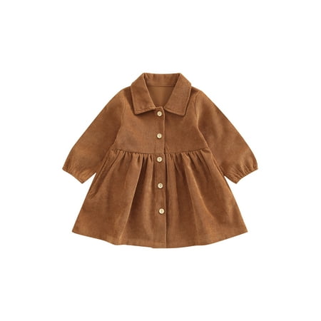 Sunisery Kids Toddler Girls Shirt Dress Casual Solid Color Button Lapel Corduroy Dress Long Sleeves A-line Dress Brown 4-5 Years
Sunisery Kids Toddler Girls Shirt Dress Casual Solid Color Button Lapel Corduroy Dress Long Sleeves A-line Dress Brown 4-5 Years