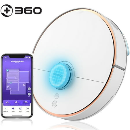 360 S7 Smart Robot Vacuum Cleaner, Laser Navigation Slam Route Planning 2000Pa Large Suction Ultra-quiet Map Memory 2-in-1 Sweeping and Mopping for Pet Hair, Carpet & Hard Floor
