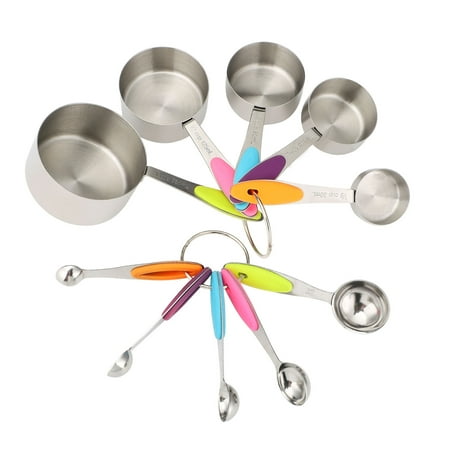 moobom Stainless Steel Measuring Spoons Set Kitchen Supply 10pcs/Set Stainless Steel Color Silicone Handle Measuring Spoon/Cup Stackable Durable Cooking Tools
moobom Stainless Steel Measuring Spoons Set Kitchen Supply 10pcs/Set Stainless Steel Color Silicone Handle Measuring Spoon/Cup Stackable Durable Cooking Tools