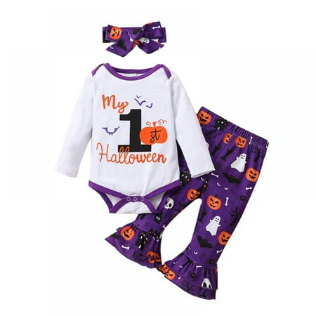 SYNPOS Baby Girl Halloween Outfits Long Sleeve Romper Top Flare Pants Set with Headband 3Pcs Clothes Set 0-3 Years
SYNPOS Baby Girl Halloween Outfits Long Sleeve Romper Top Flare Pants Set with Headband 3Pcs Clothes Set 0-3 Years