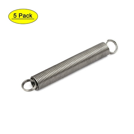 0.6mmx6mmx50mm 304 Stainless Steel Tension Springs Silver Tone 5pcs