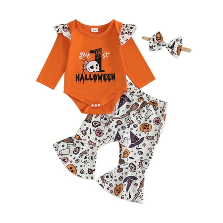 Jusbysis Baby Girls Halloween Set Letter Ghost Print Long Sleeve Romper Flare Pants Bow Hair Band Outfits
Jusbysis Baby Girls Halloween Set Letter Ghost Print Long Sleeve Romper Flare Pants Bow Hair Band Outfits